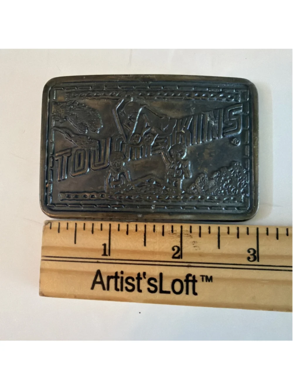 VINTAGE 1970’s TOUGHSKINS CHILDREN'S CLOTHING JEANS BRASS BELT BUCKLE
